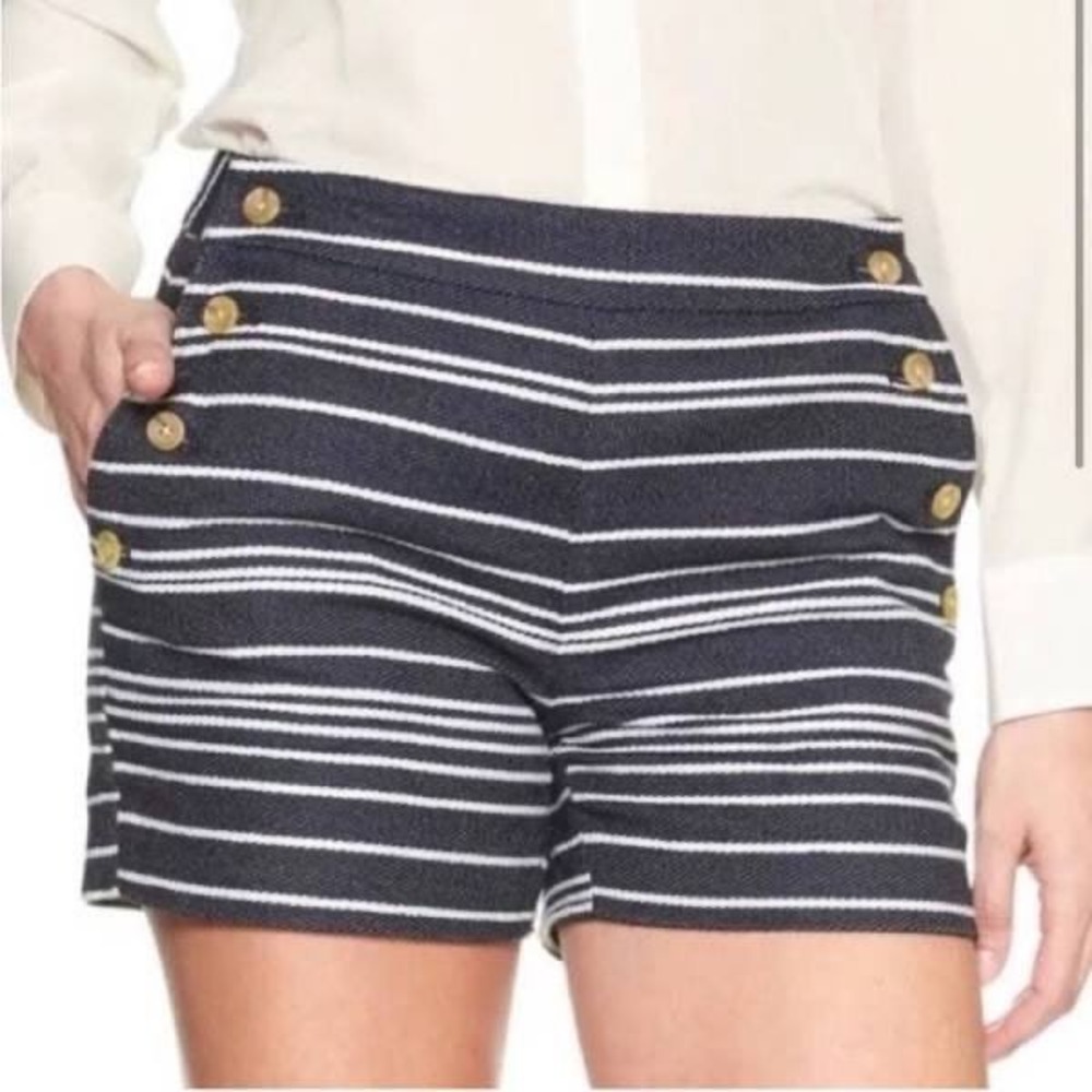 Banana Republic Womens Shorts Size 2 Striped‎ Sailor Button High Waist